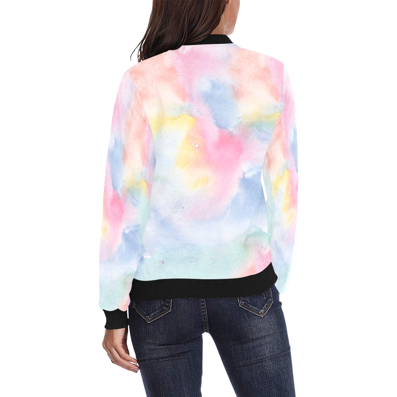 Colorful watercolor All Over Print Bomber Jacket for Women (Model H36)