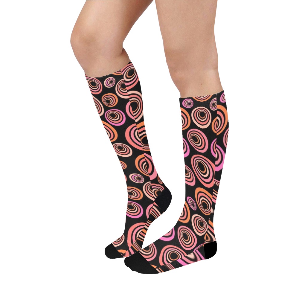Retro Psychedelic Pretty Orange Pattern Over-The-Calf Socks
