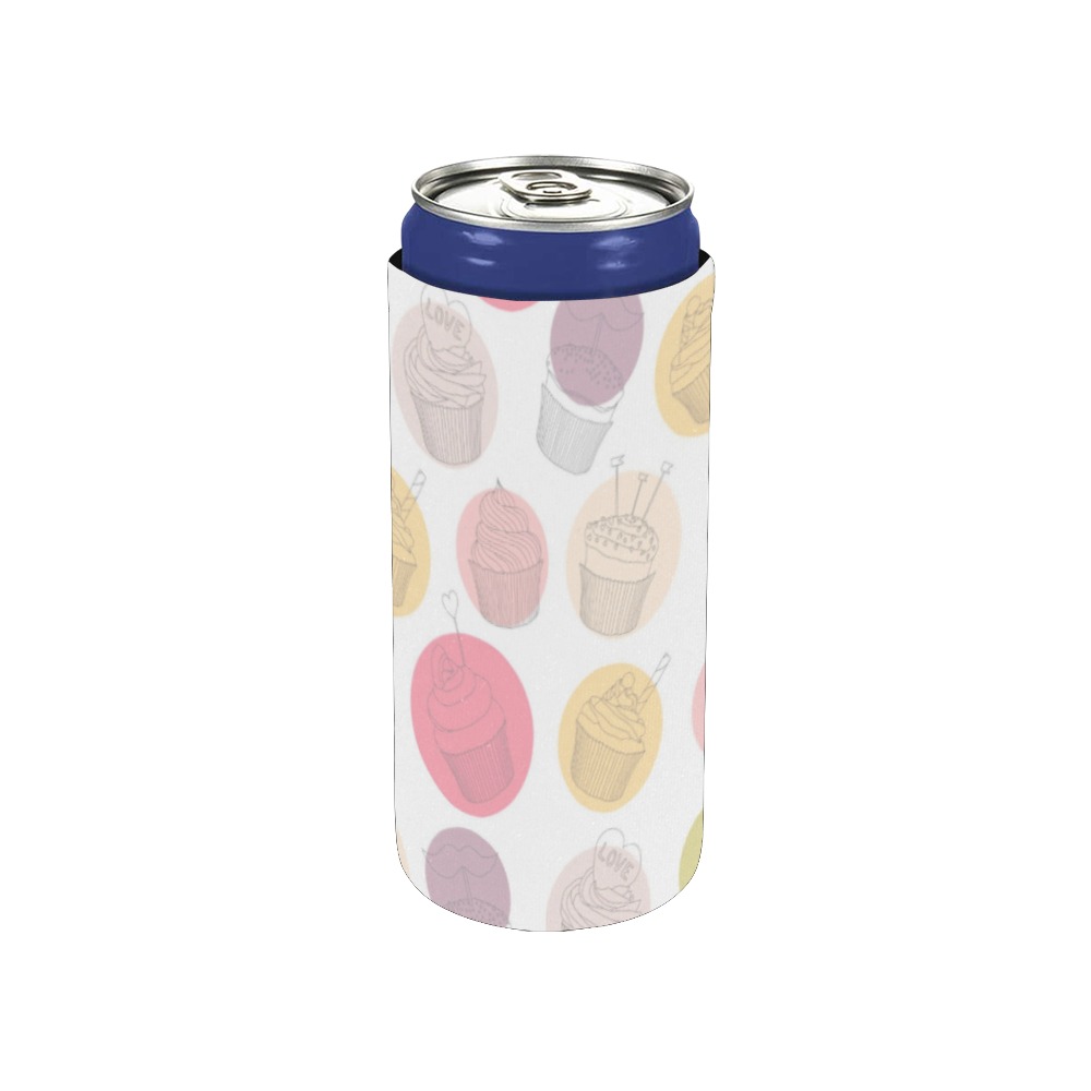 Colorful Cupcakes Neoprene Can Cooler 5" x 2.3" dia.