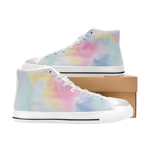 Colorful watercolor Women's Classic High Top Canvas Shoes (Model 017)