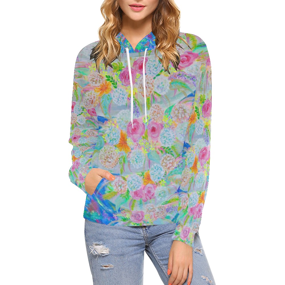 Flower Tornado All Over Print Hoodie for Women (USA Size) (Model H13)