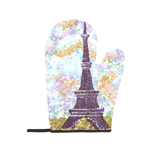 Eiffel Tower Pointillism oven mitt and potholder Oven Mitt & Pot Holder