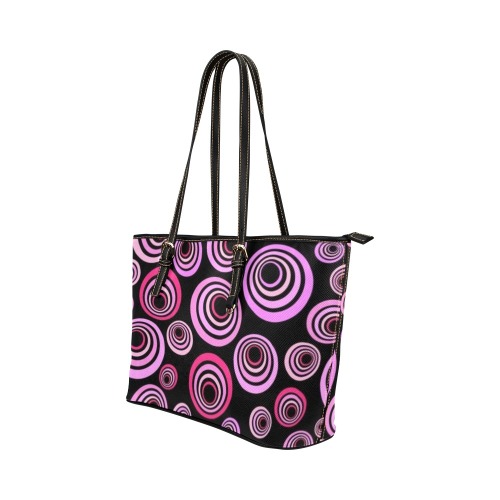Retro Psychedelic Pretty Pink Pattern Leather Tote Bag/Small (Model 1651)