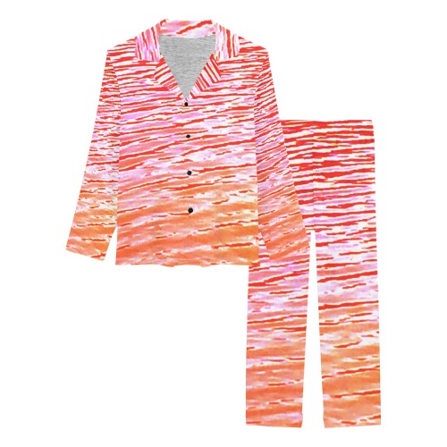 Orange and red water Women's Long Pajama Set