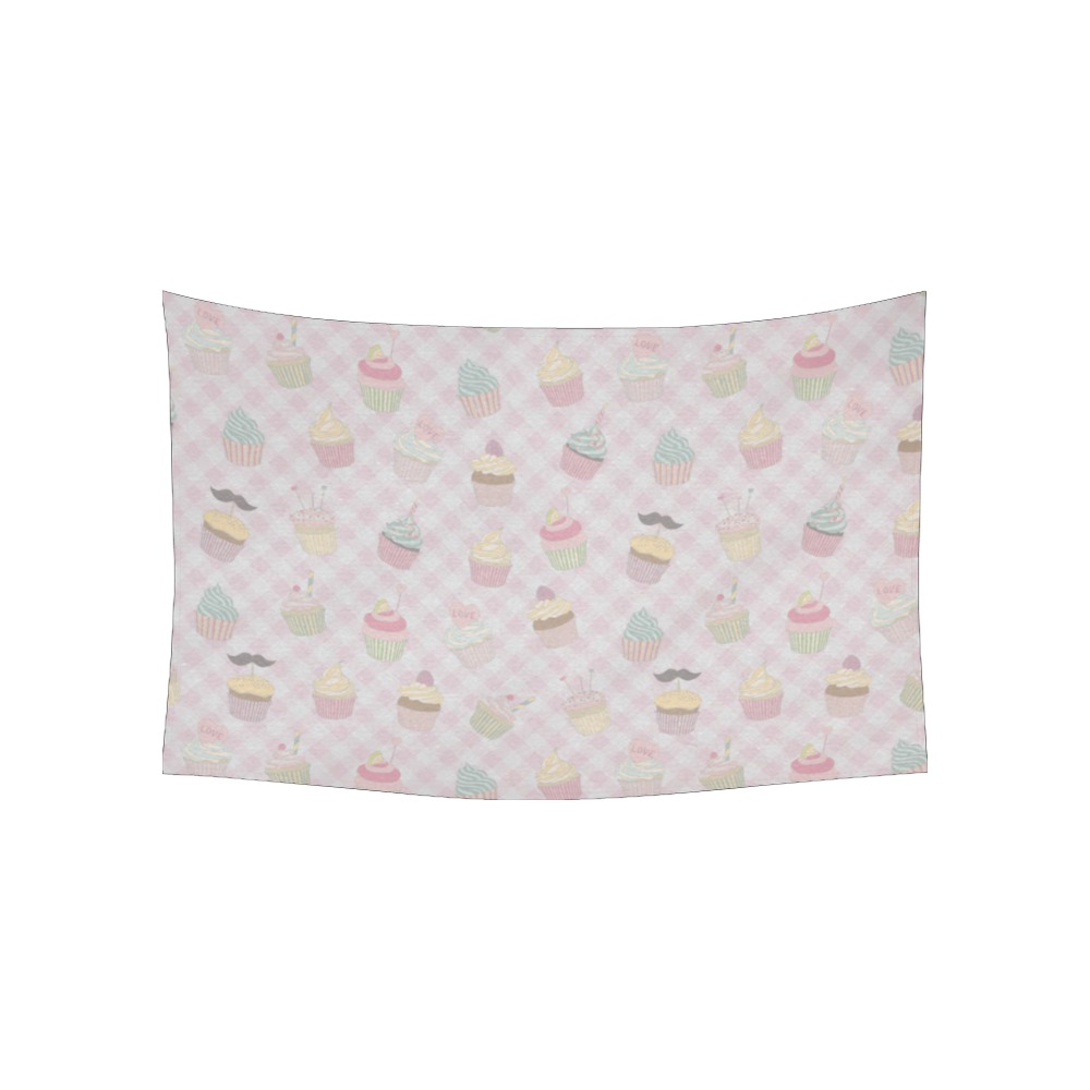 Cupcakes Cotton Linen Wall Tapestry 60"x 40"
