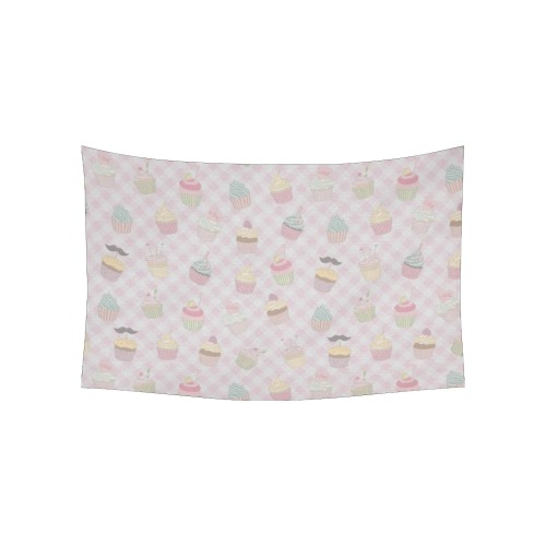 Cupcakes Cotton Linen Wall Tapestry 60"x 40"