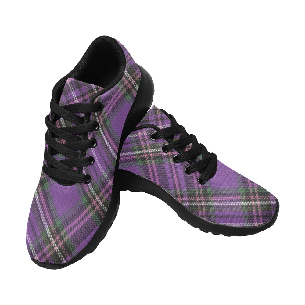 Deep Purple Plaid Women’s Running Shoes (Model 020)