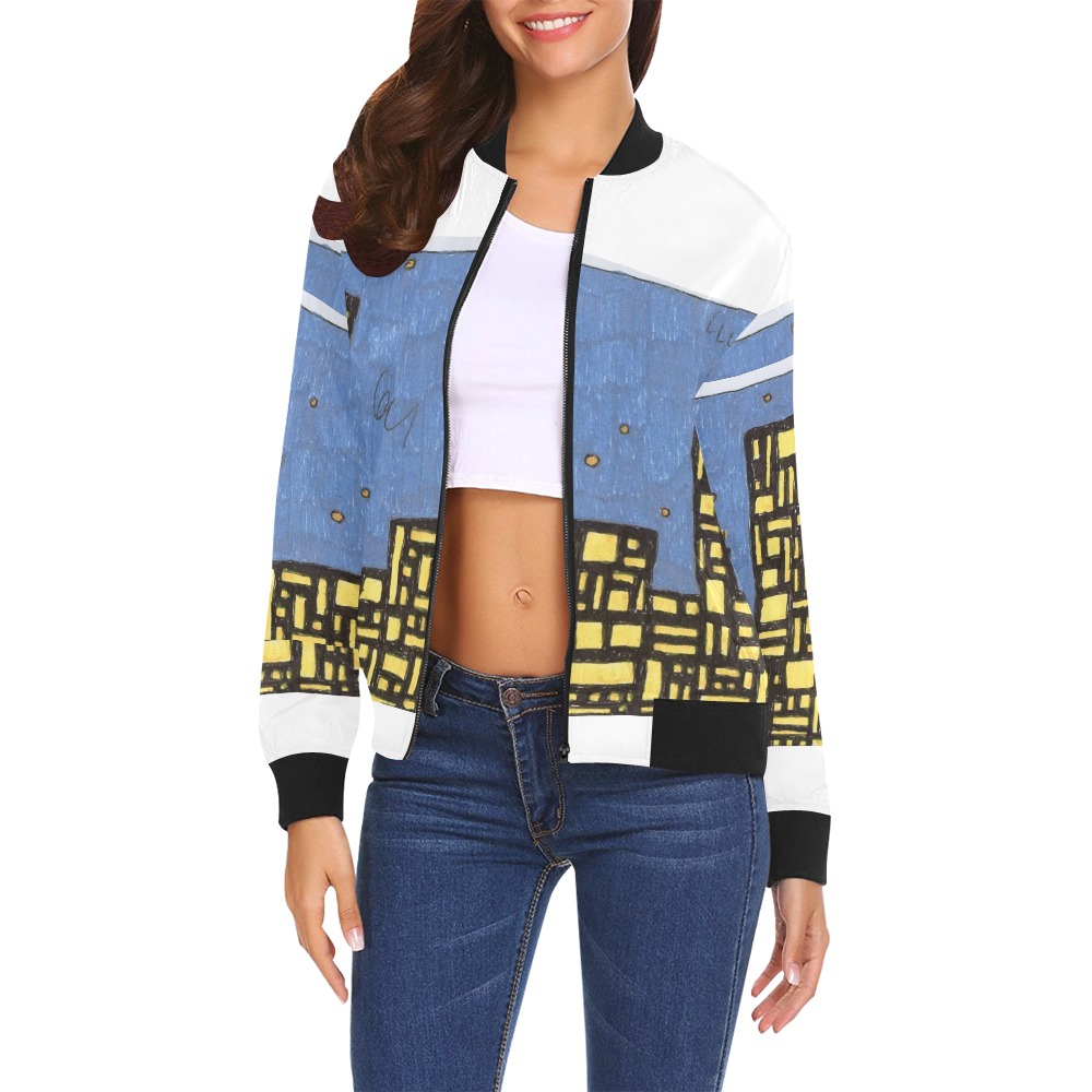 city sweater All Over Print Bomber Jacket for Women (Model H19)