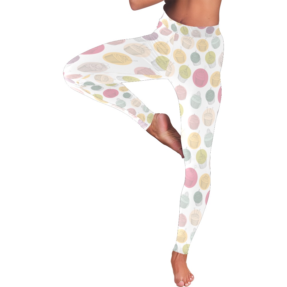 Colorful Cupcakes Women's Low Rise Leggings (Invisible Stitch) (Model L05)