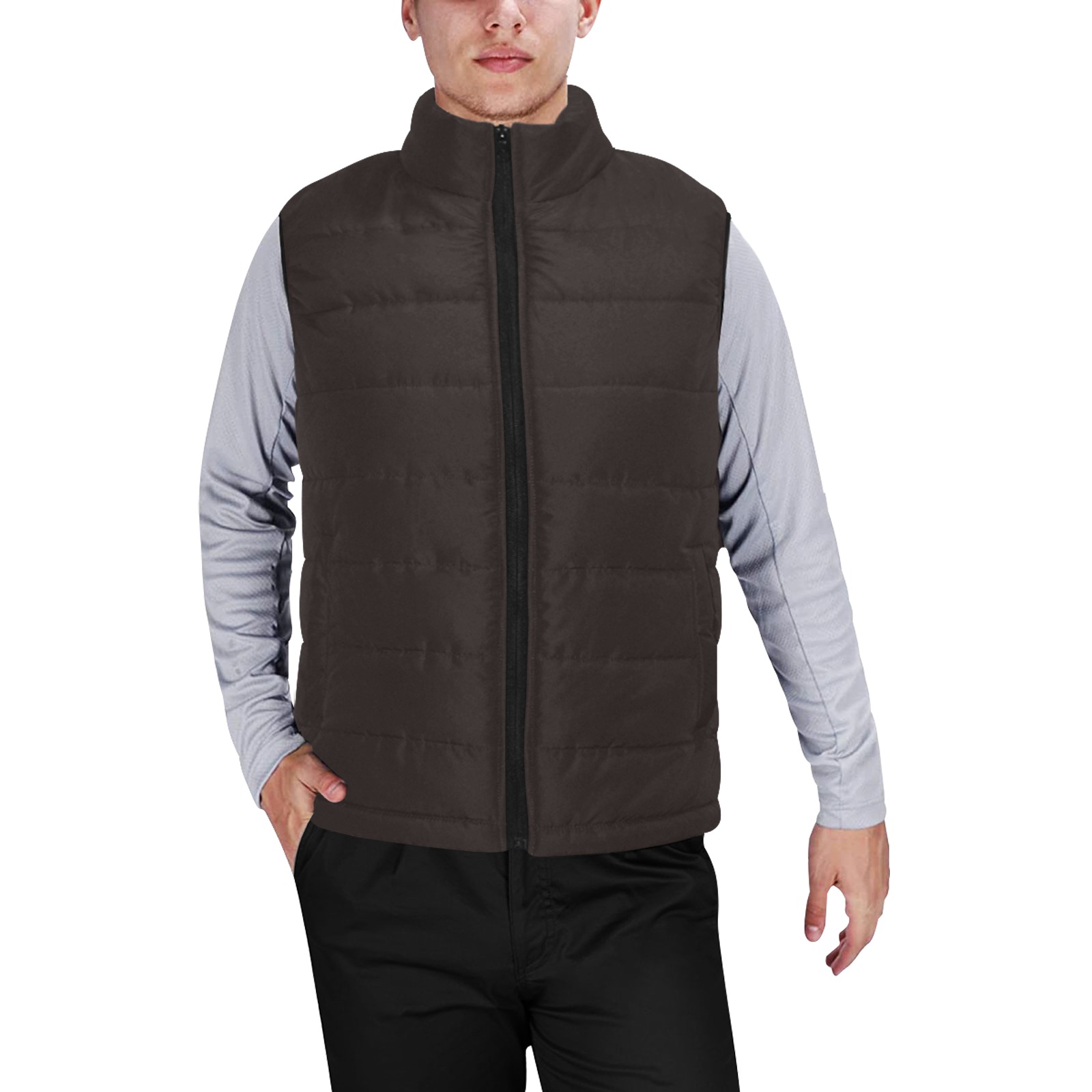 color licorice Men's Padded Vest Jacket (Model H44)