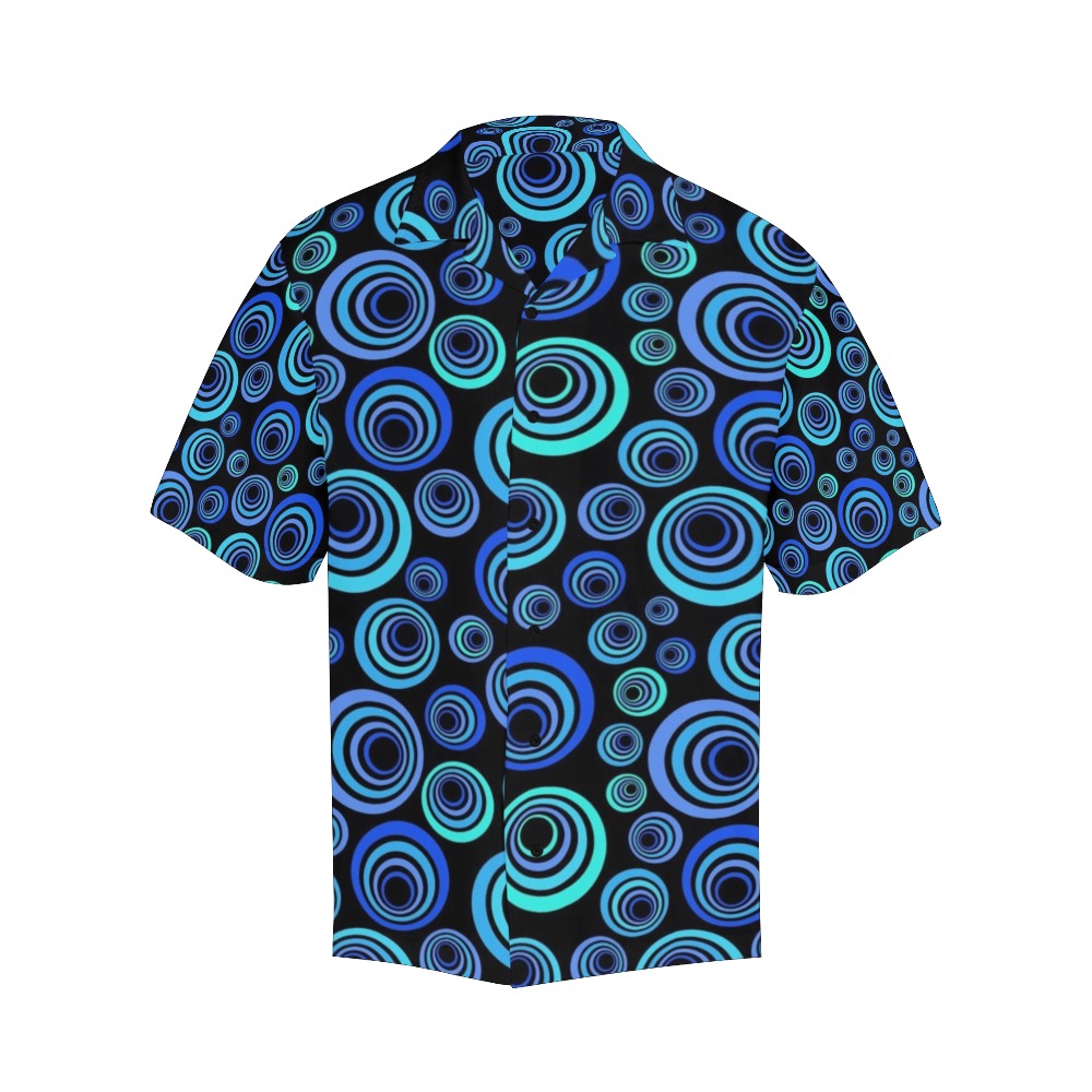 Retro Psychedelic Pretty Blue Pattern Hawaiian Shirt (Model T58)