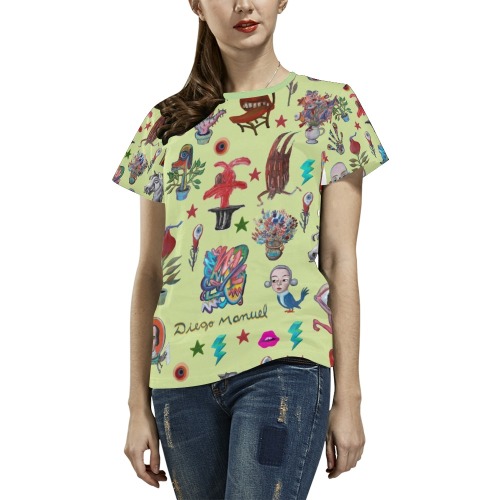 Pop surrealism All Over Print T-Shirt for Women (USA Size) (Model T40)