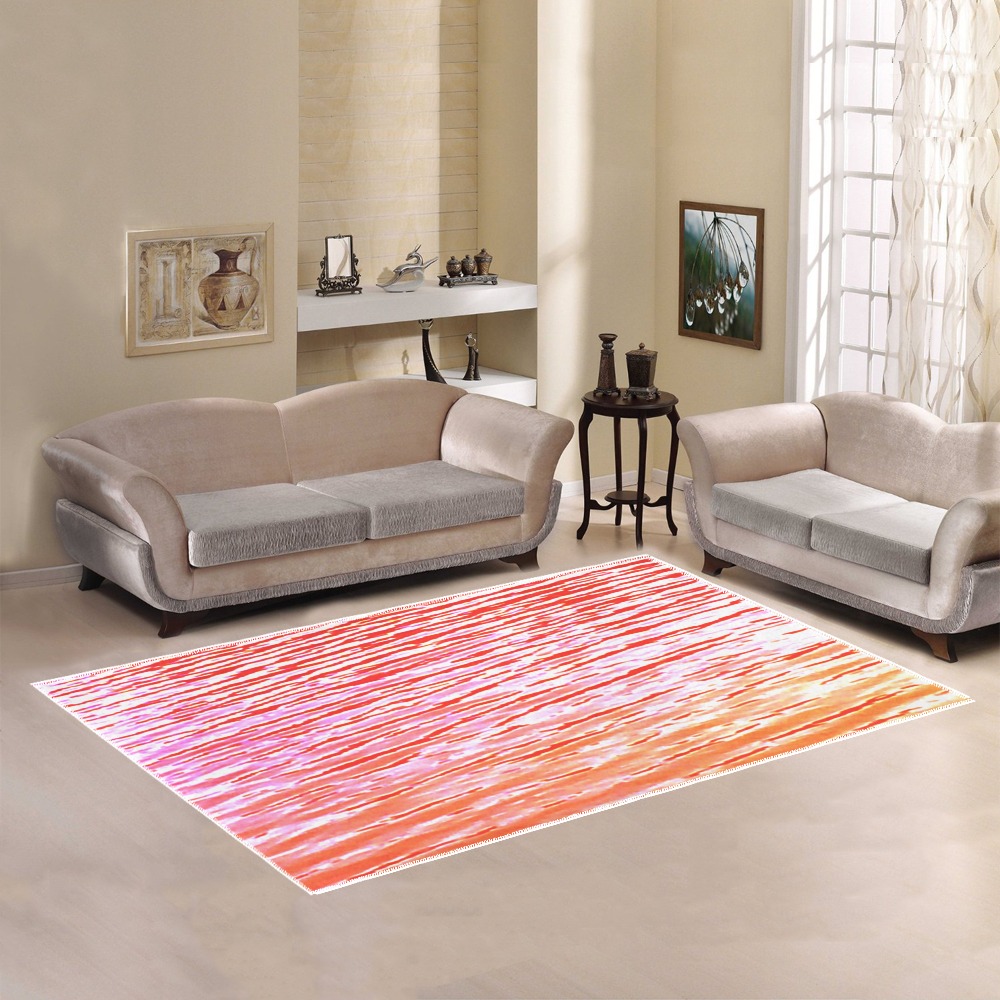 Orange and red water Area Rug7'x5'