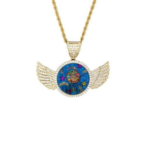 Look Dreamcatcher by Nico Bielow Wings Gold Photo Pendant with Rope Chain