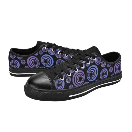 Retro Psychedelic Pretty Purple Pattern Low Top Canvas Shoes for Kid (Model 018)