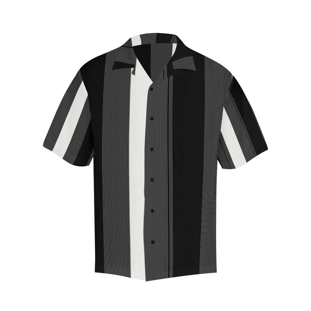 bandes noir/blanc Hawaiian Shirt (Model T58)
