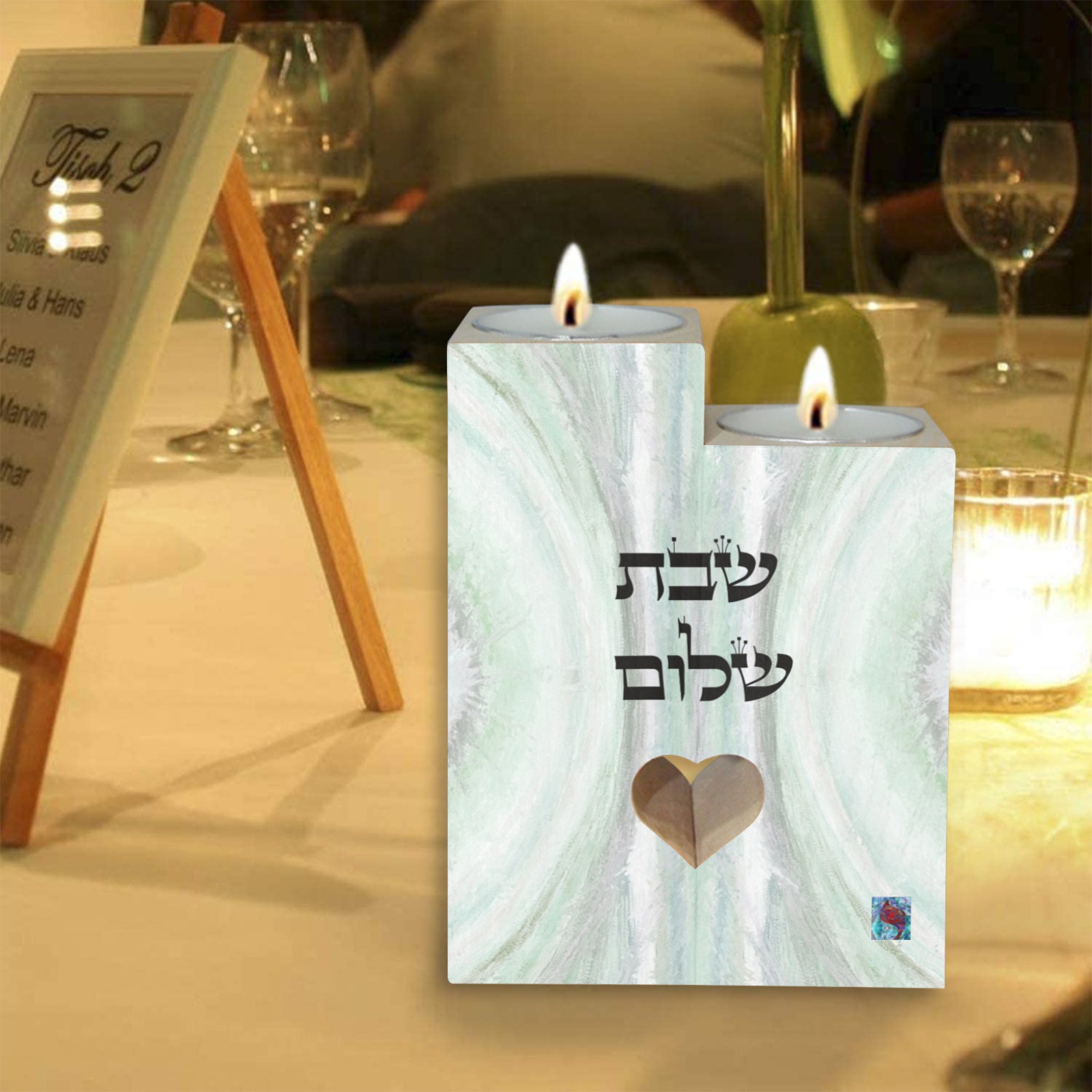 shabbat candles Wooden Candle Holder (Without Candle)