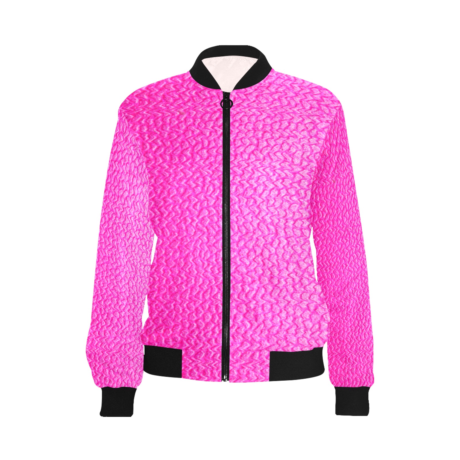 chaqueta de mujer rosa serpiente All Over Print Bomber Jacket for Women (Model H36)