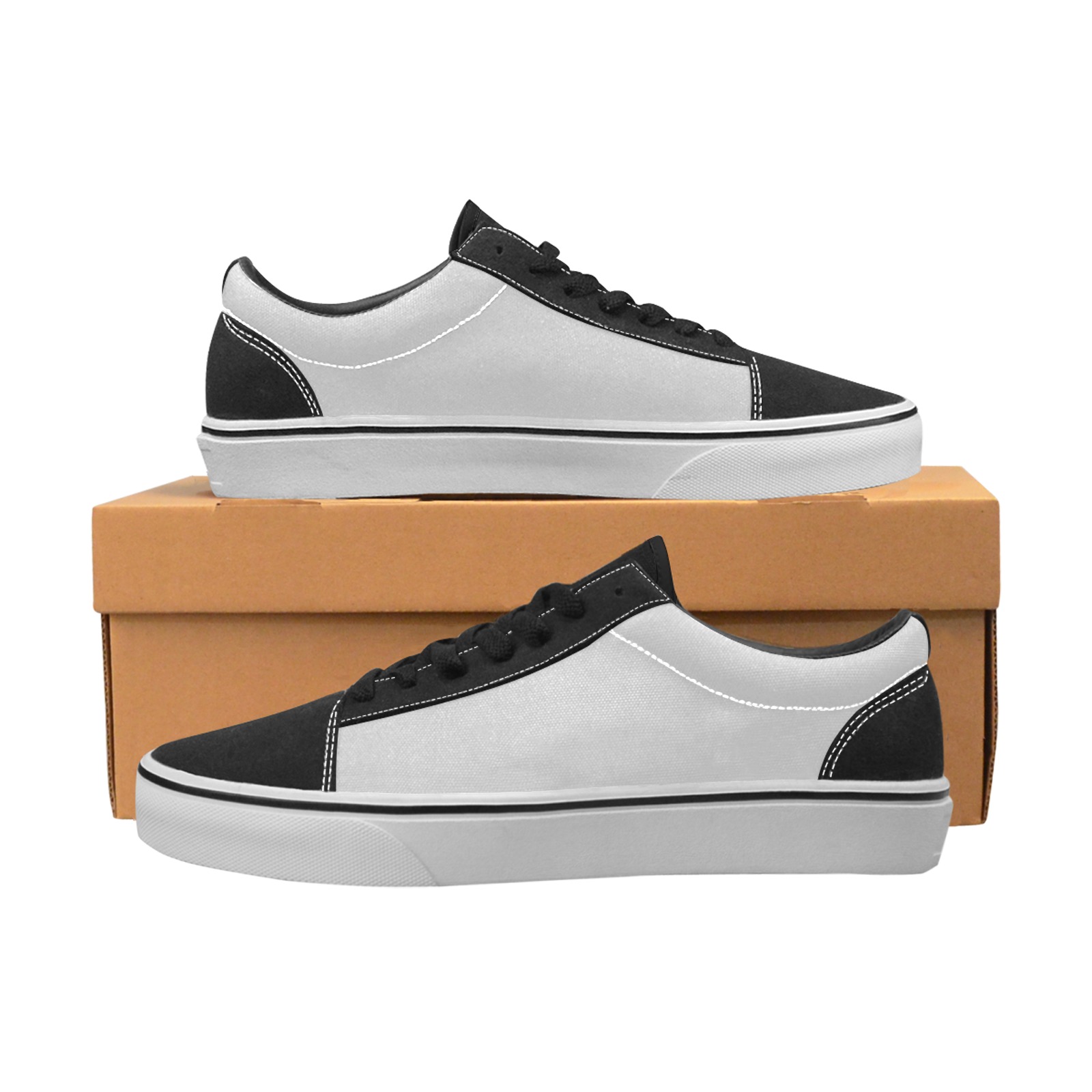 color silver Women's Low Top Skateboarding Shoes (Model E001-2)