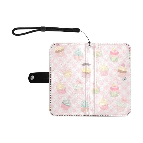 Cupcakes Flip Leather Purse for Mobile Phone/Small (Model 1704)