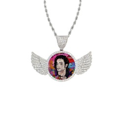 King of by Nico Bielow Wings Silver Photo Pendant with Rope Chain