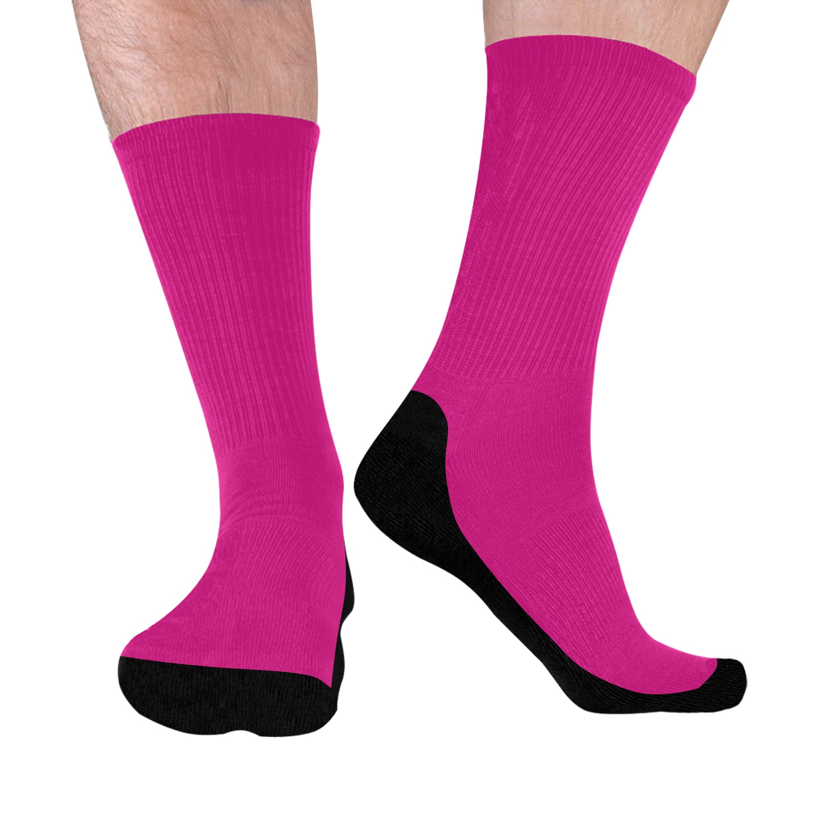 color Barbie pink Mid-Calf Socks (Black Sole)