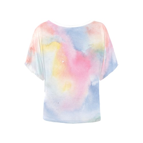 Colorful watercolor Women's Batwing-Sleeved Blouse T shirt (Model T44)
