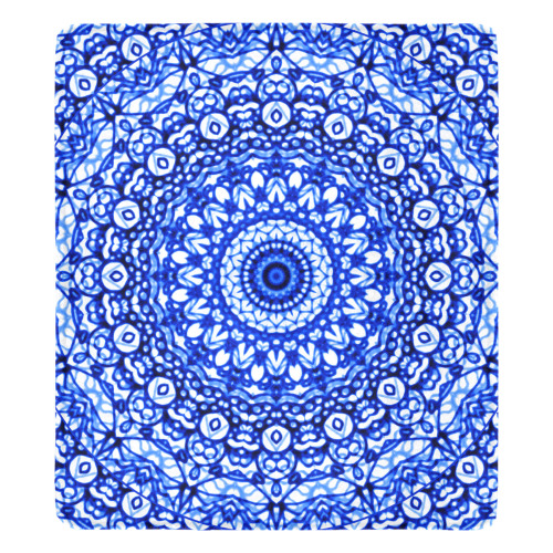 Blue Mandala Mehndi Style G403 Ultra-Soft Micro Fleece Blanket 70''x80''