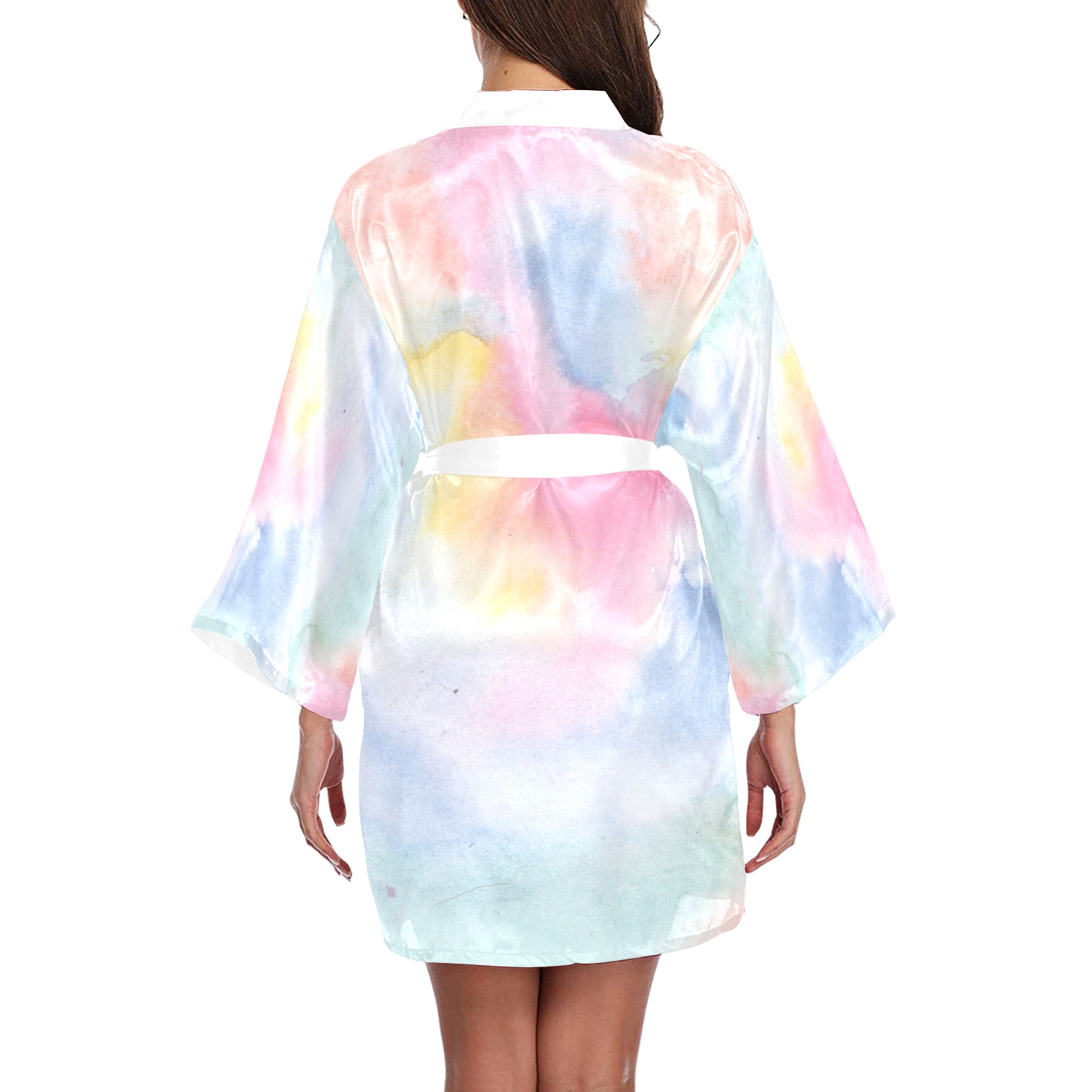 Colorful watercolor Long Sleeve Kimono Robe