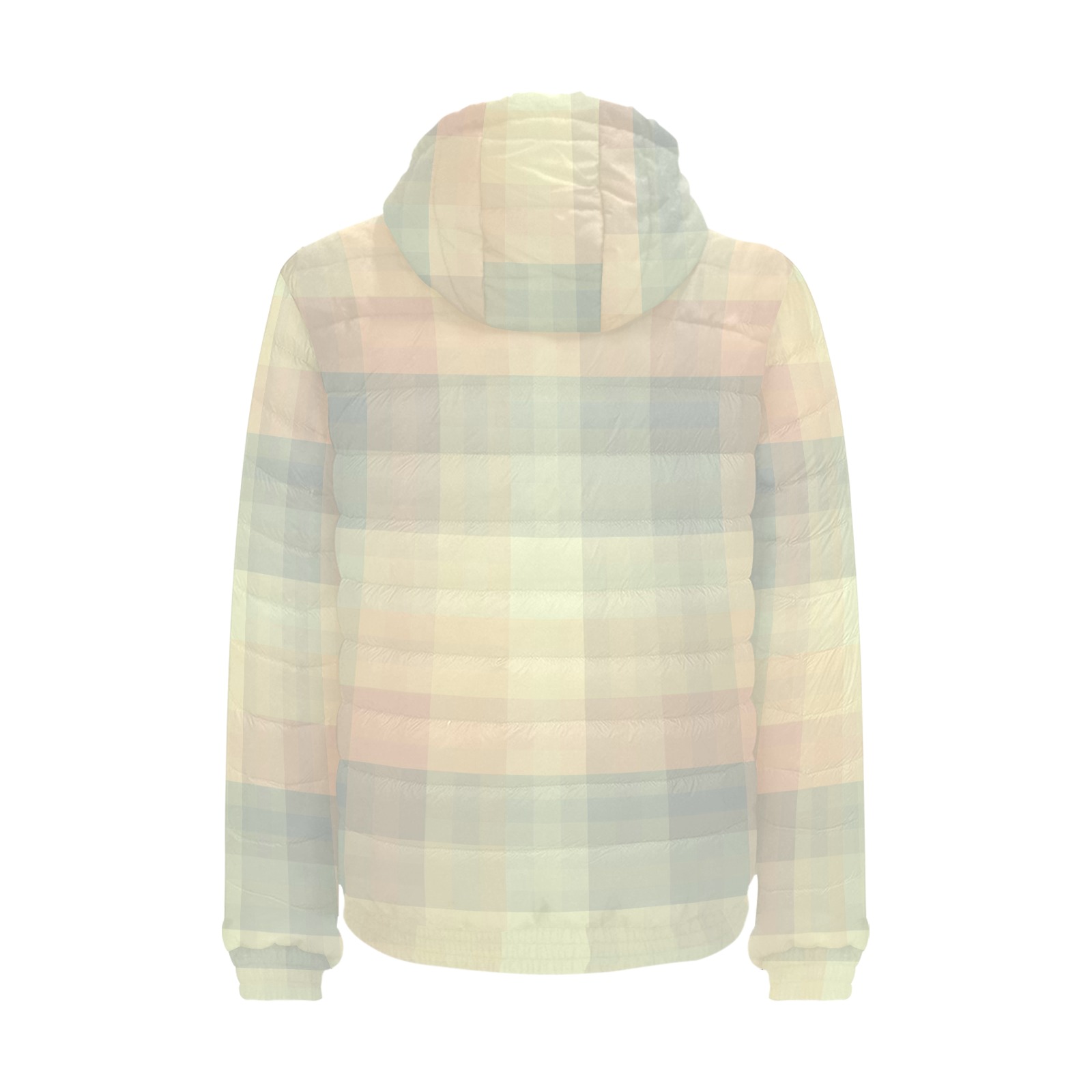 Candy Sweet Pastel Pattern Checkers Men's Padded Hooded Jacket (Model H42)