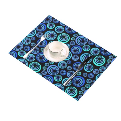 Retro Psychedelic Pretty Blue Pattern Placemat 14’’ x 19’’ (Set of 6)
