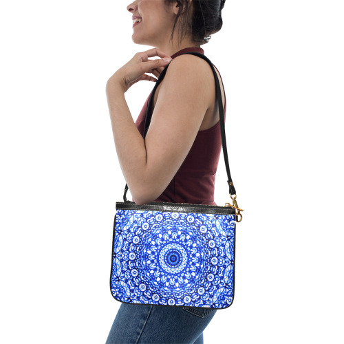 Blue Mandala Mehndi Style G403 Small Shoulder Bag (Model 1710)
