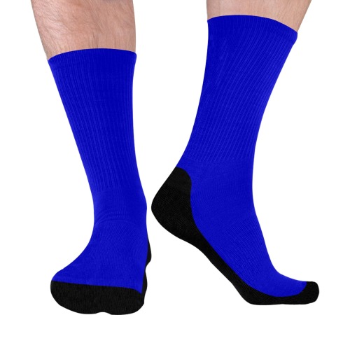 color medium blue Mid-Calf Socks (Black Sole)