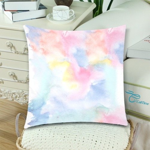 Colorful watercolor Custom Zippered Pillow Cases 18"x 18" (Twin Sides) (Set of 2)