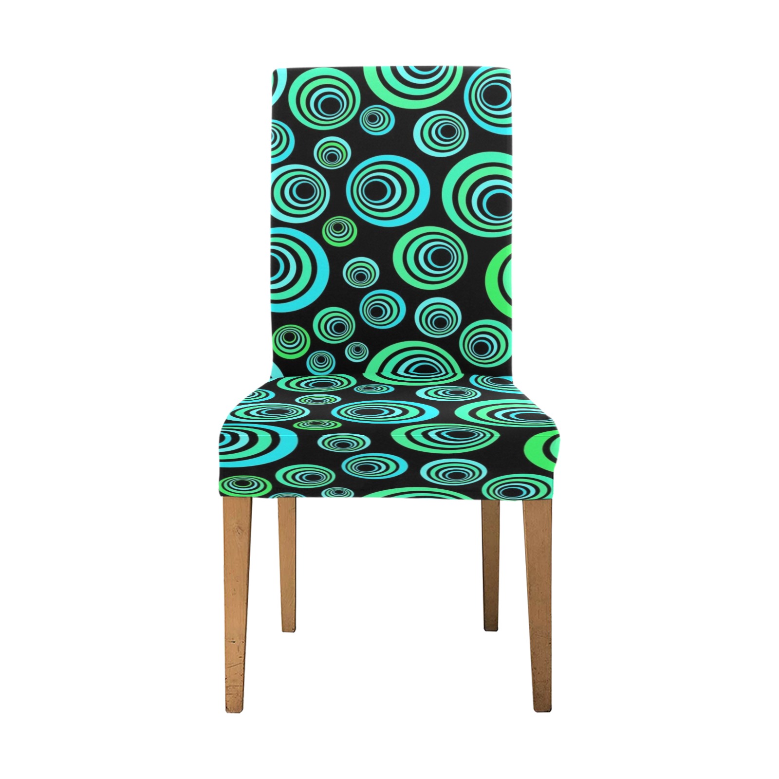 Retro Psychedelic Pretty Green Pattern Removable Dining Chair Cover