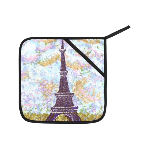 Eiffel Tower Pointillism oven mitt and potholder Oven Mitt & Pot Holder