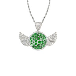 St. Patrick's by Artdream Wings Silver Photo Pendant with Rope Chain