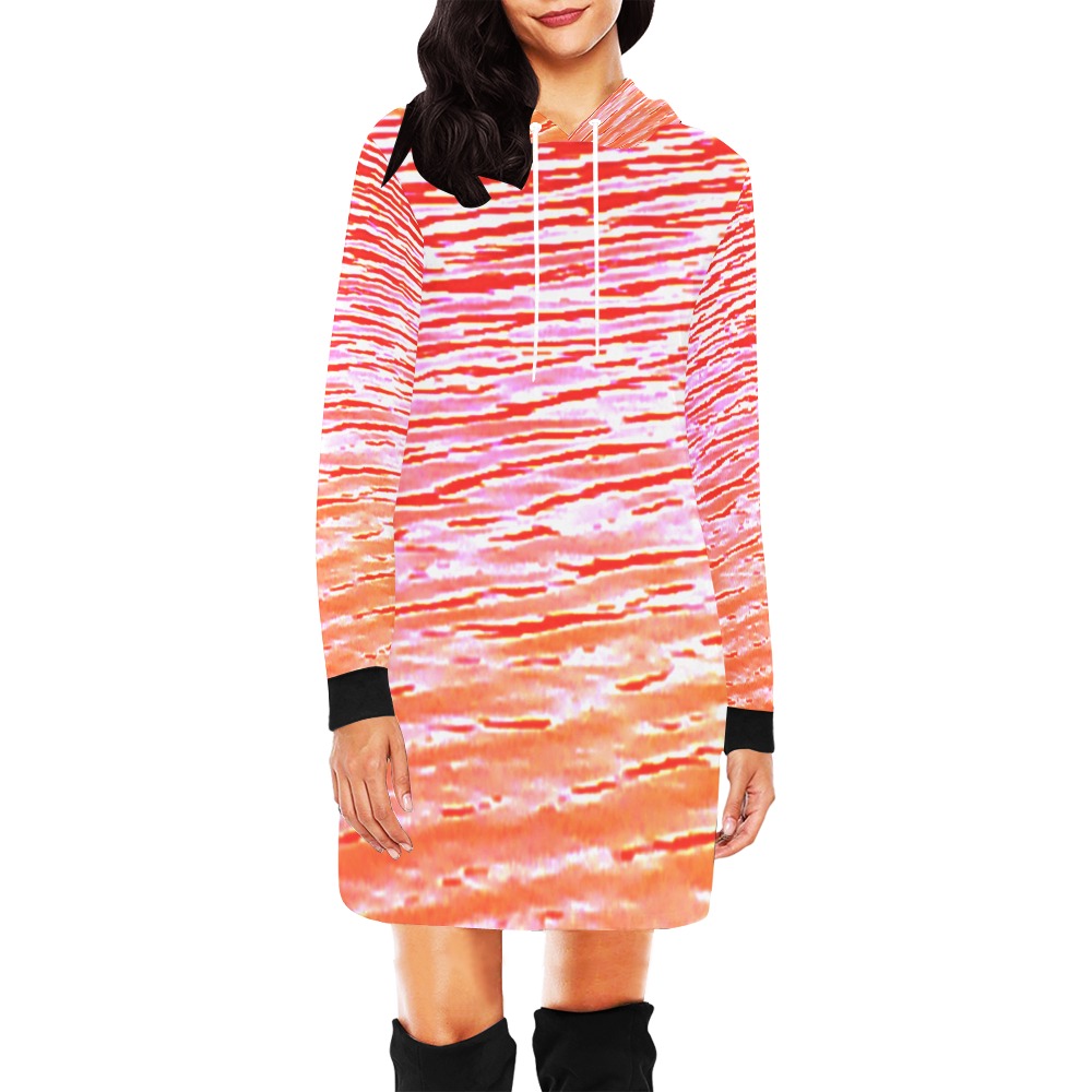 Orange and red water All Over Print Hoodie Mini Dress (Model H27)