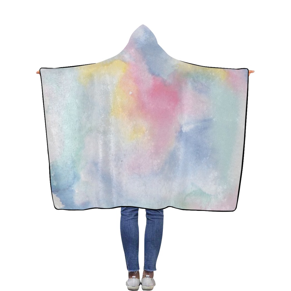 Colorful watercolor Flannel Hooded Blanket 50''x60''
