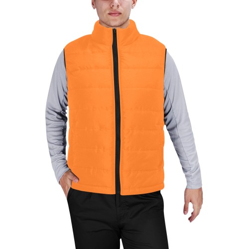 color pumpkin Men's Padded Vest Jacket (Model H44)