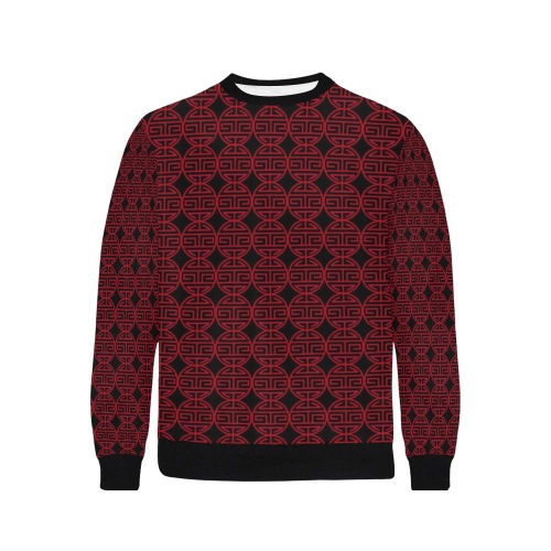 Chinese Pattern Men's Rib Cuff Crew Neck Sweatshirt (Model H34)