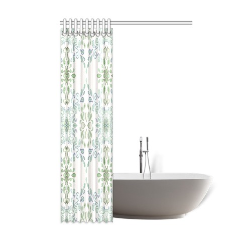 Blue and Green watercolor pattern Shower Curtain 48"x72"