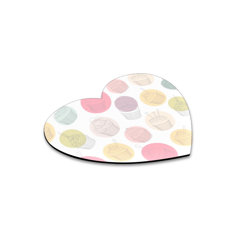 Colorful Cupcakes Heart-shaped Mousepad
