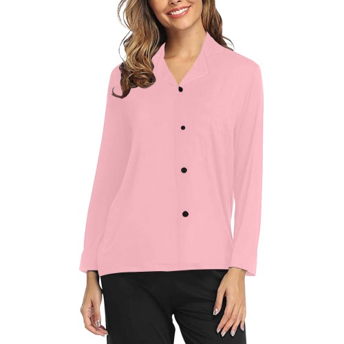 color light pink Women's Long Sleeve Pajama Shirt